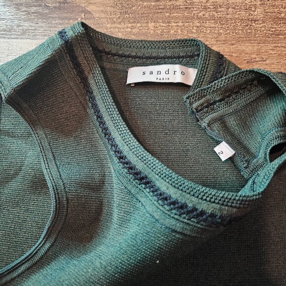 Sandro Paris Green A-Line Sleeveless Dress FR2/US6 - Picture 6 of 10